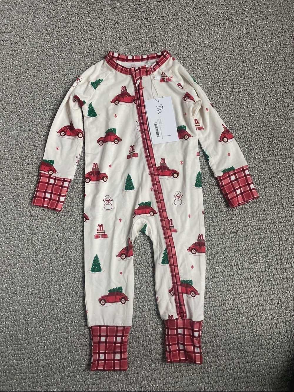 Holiday Red & Cream Kids One-Piece Pajama